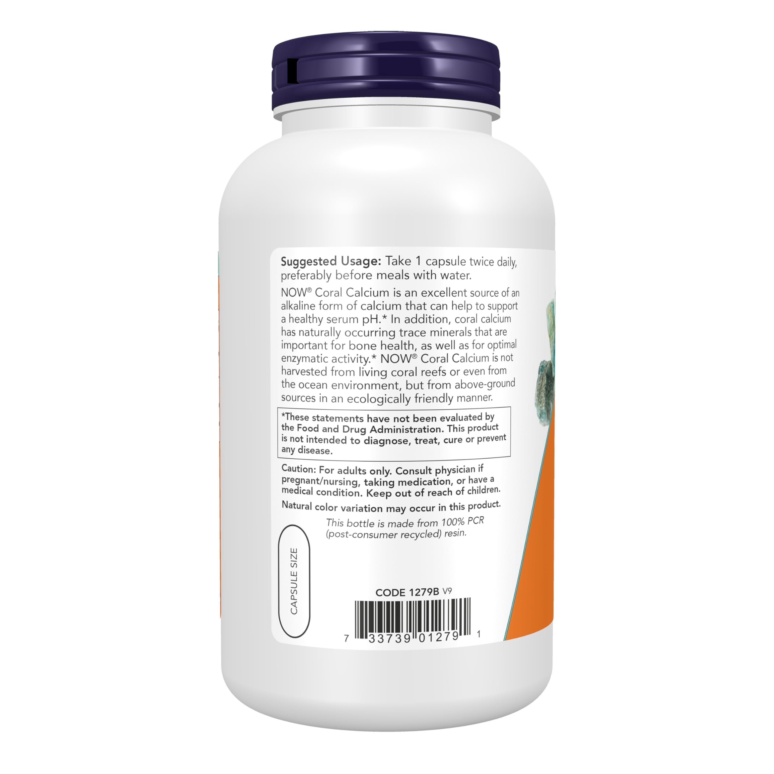 NOW Foods textura del polvo mineral de coral indicando pureza