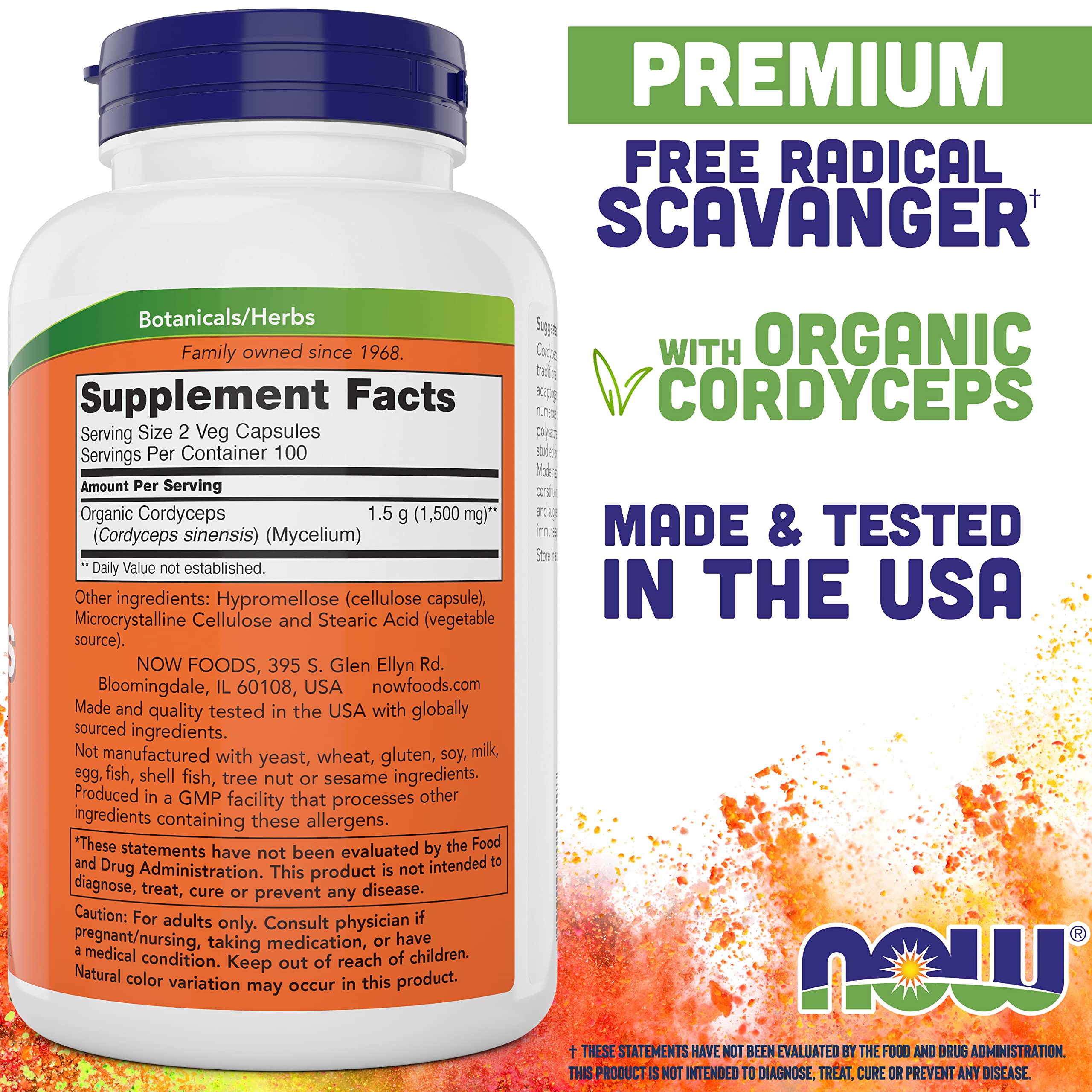 NOW Foods etiqueta en detalle con información de ingredientes y certificaciones