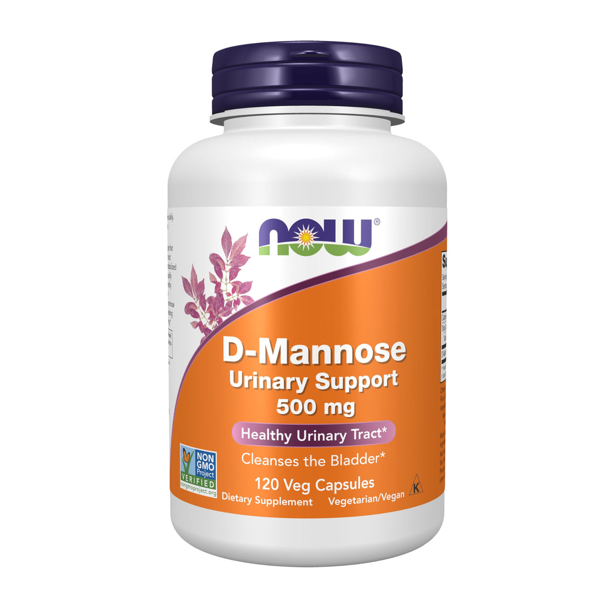 NOW Foods envase frontal D‑Mannose 500 mg que transmite confianza y pureza
