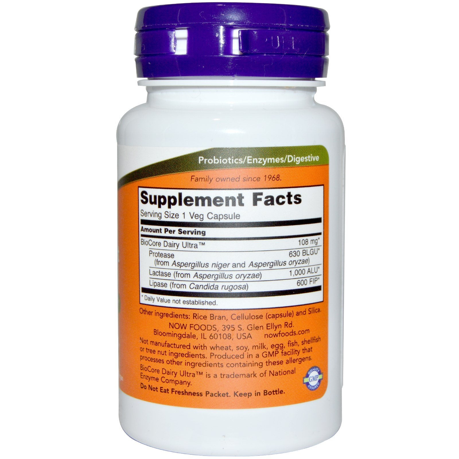 NOW Foods cápsula vegetal en primer plano para ver textura