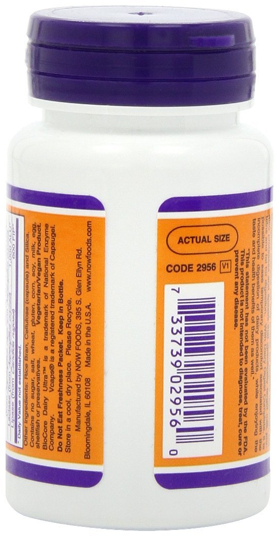 NOW Foods frasco al lado de una regla para comparar tamaño