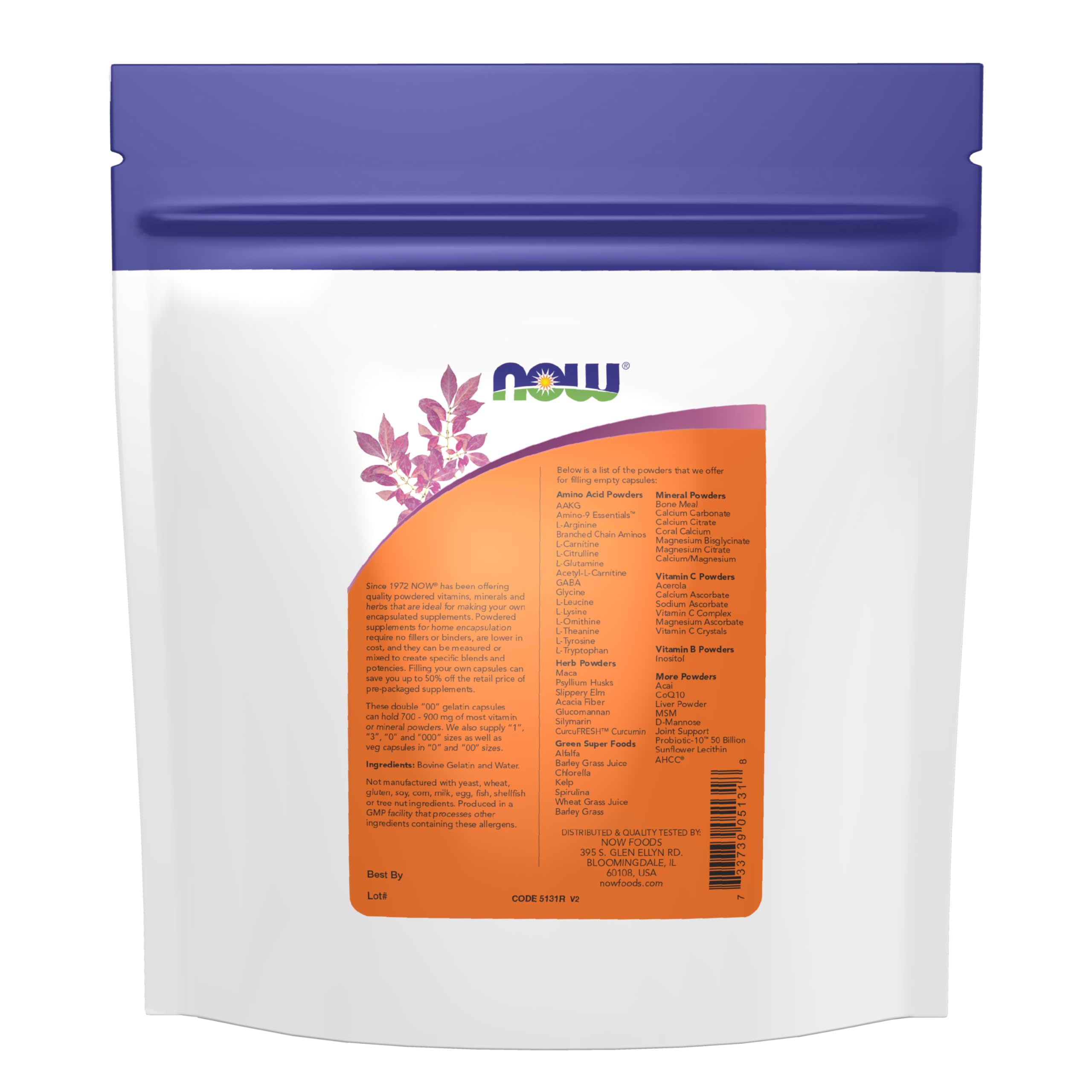 NOW Foods detalle de textura de gelatina bovina para fácil digestión