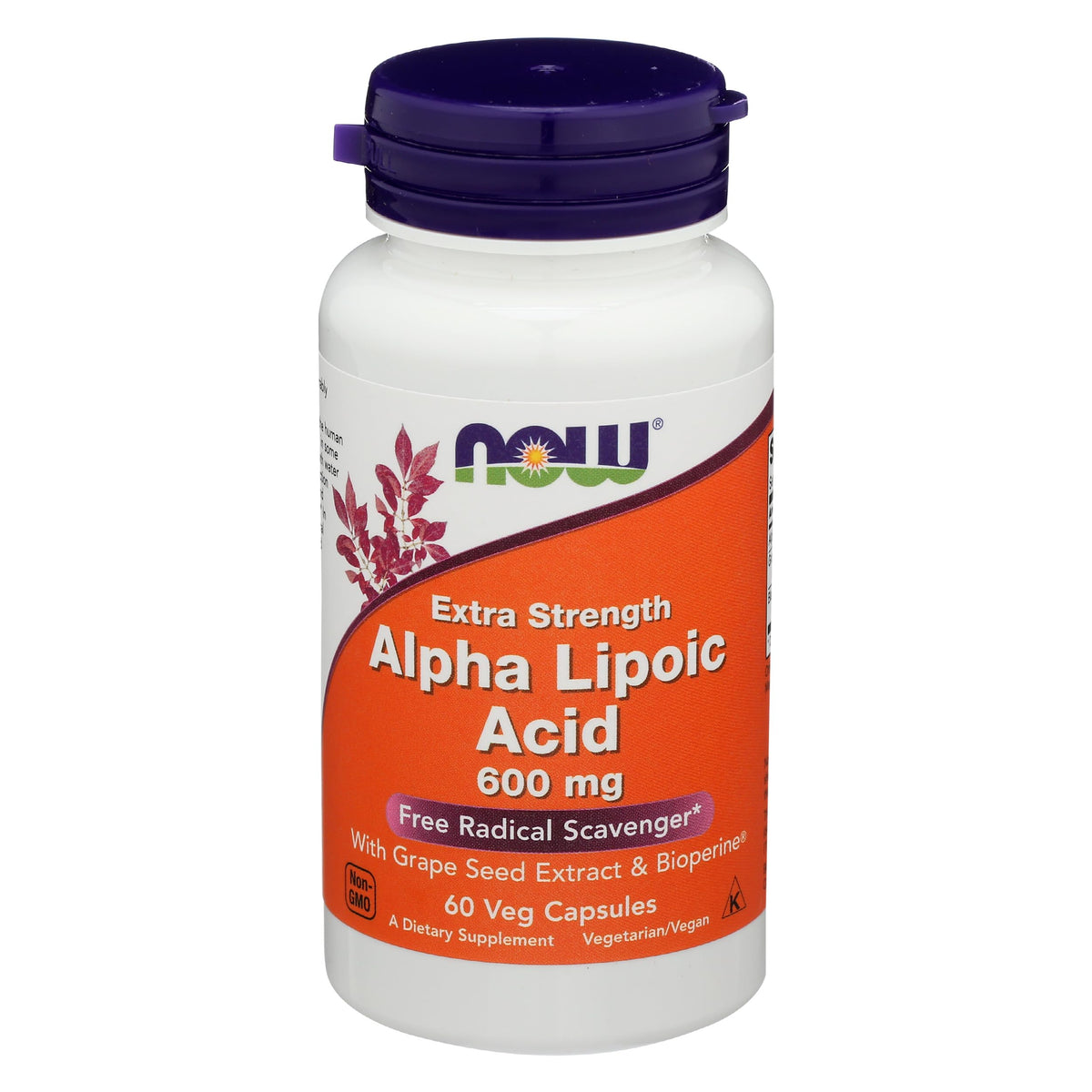 Now Foods envase frontal mostrando 600 mg y 60 vcaps, fácil identificación de dosis