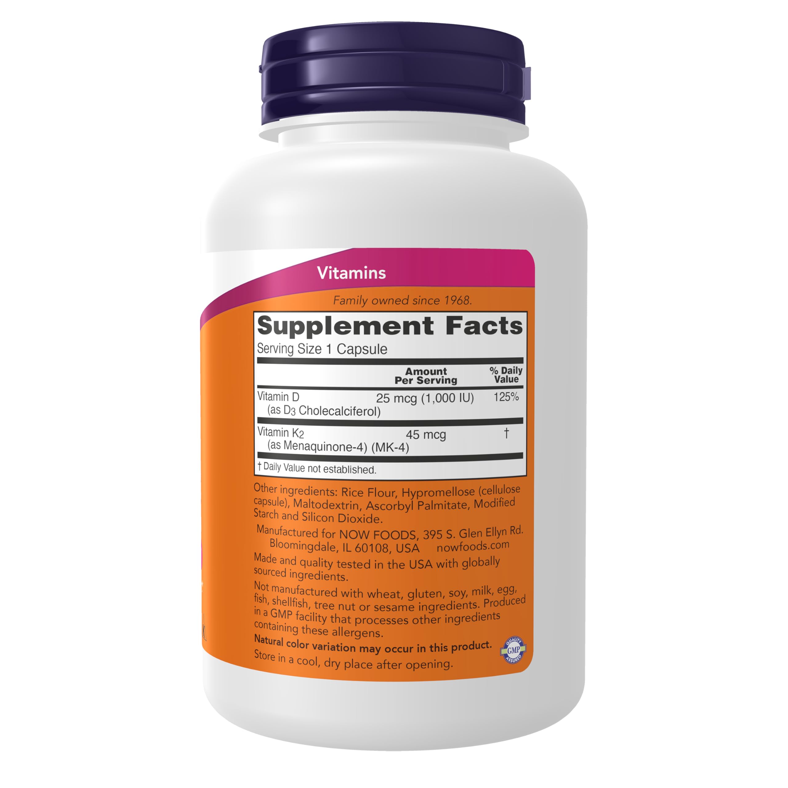 NOW Foods etiqueta con ingredientes, certificaciones y dosis claras