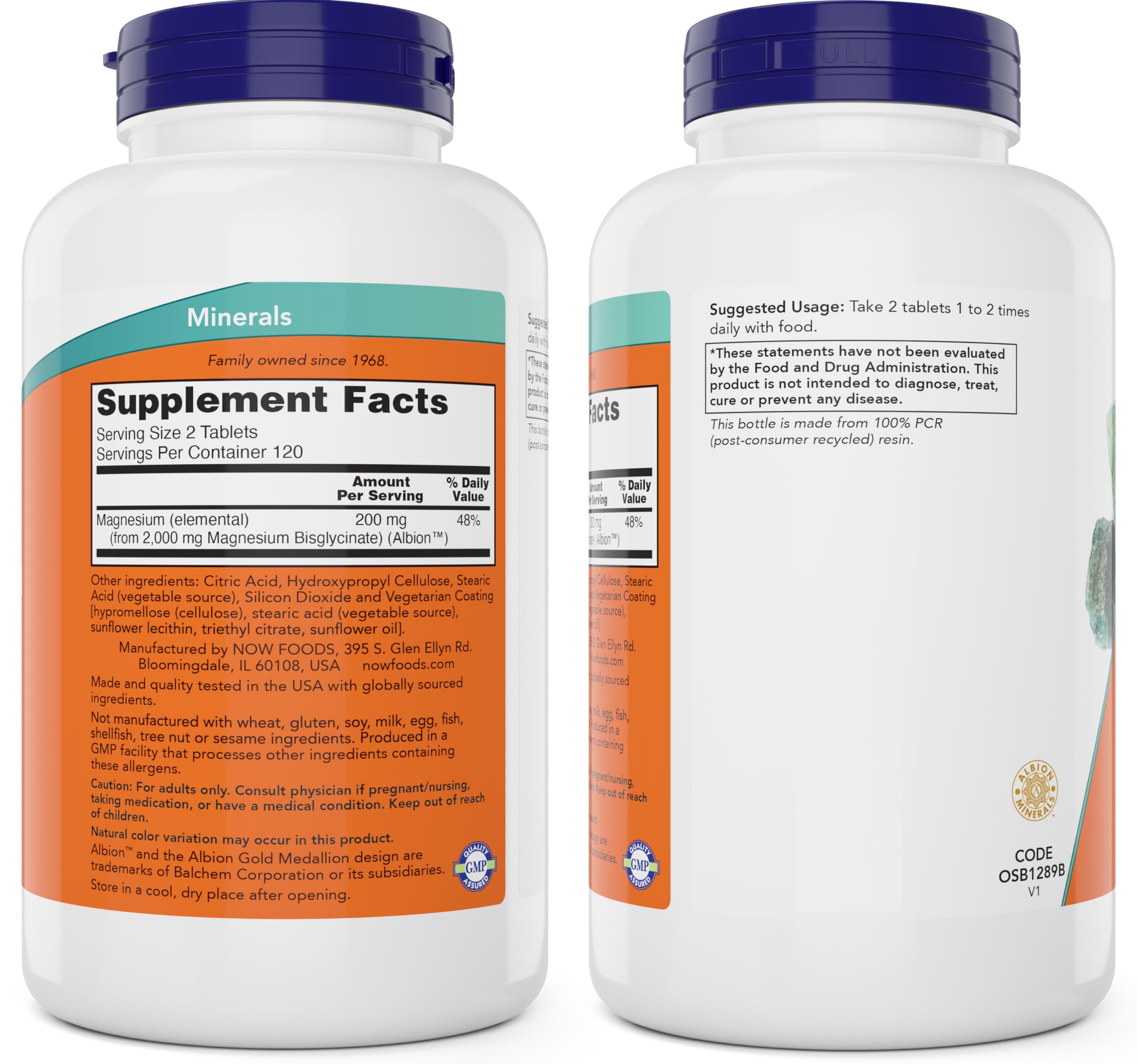NOW Foods detalle de la etiqueta nutricional y datos de dosificación