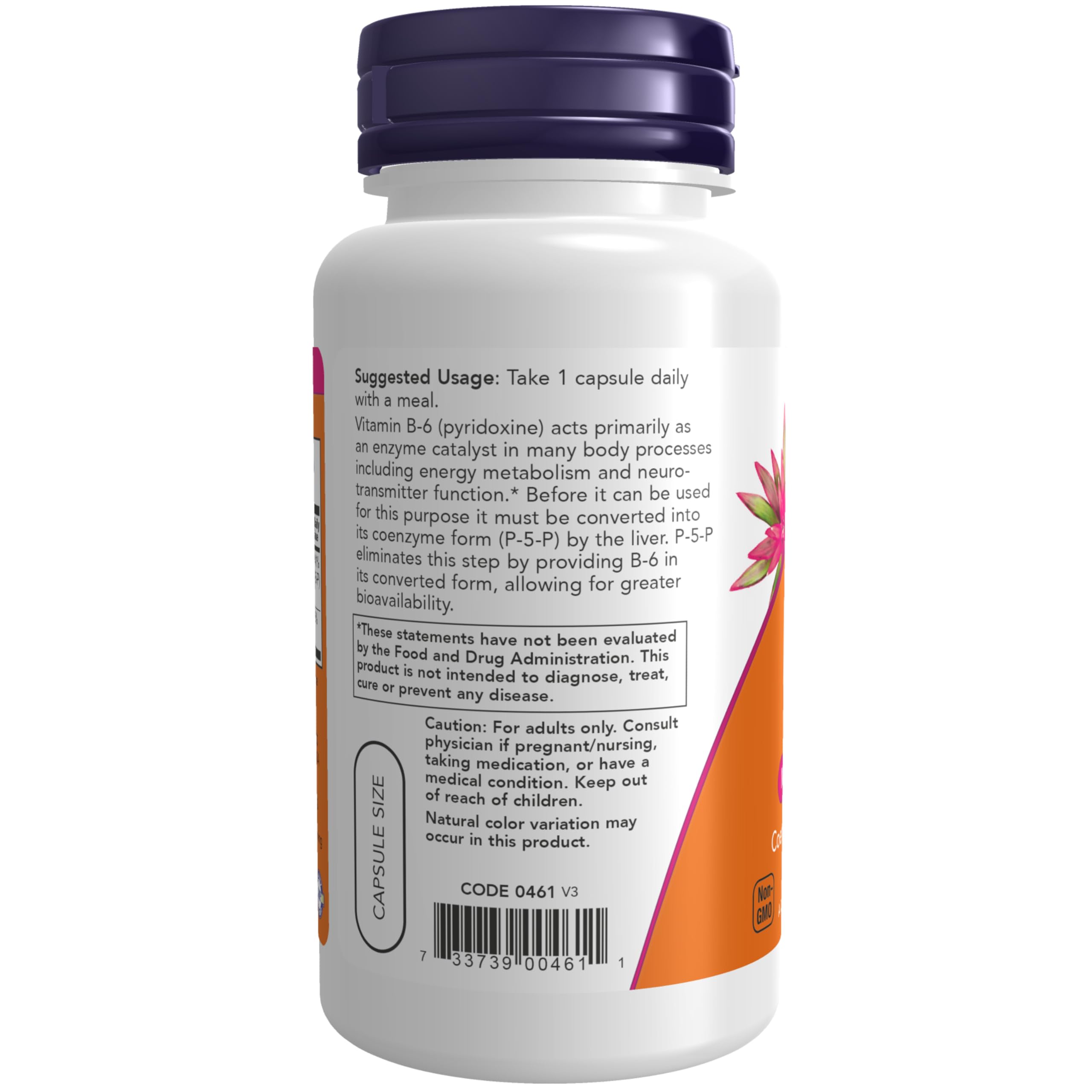 Etiqueta nutricional de NOW Foods P-5-P 50 mg con información clara y confiable