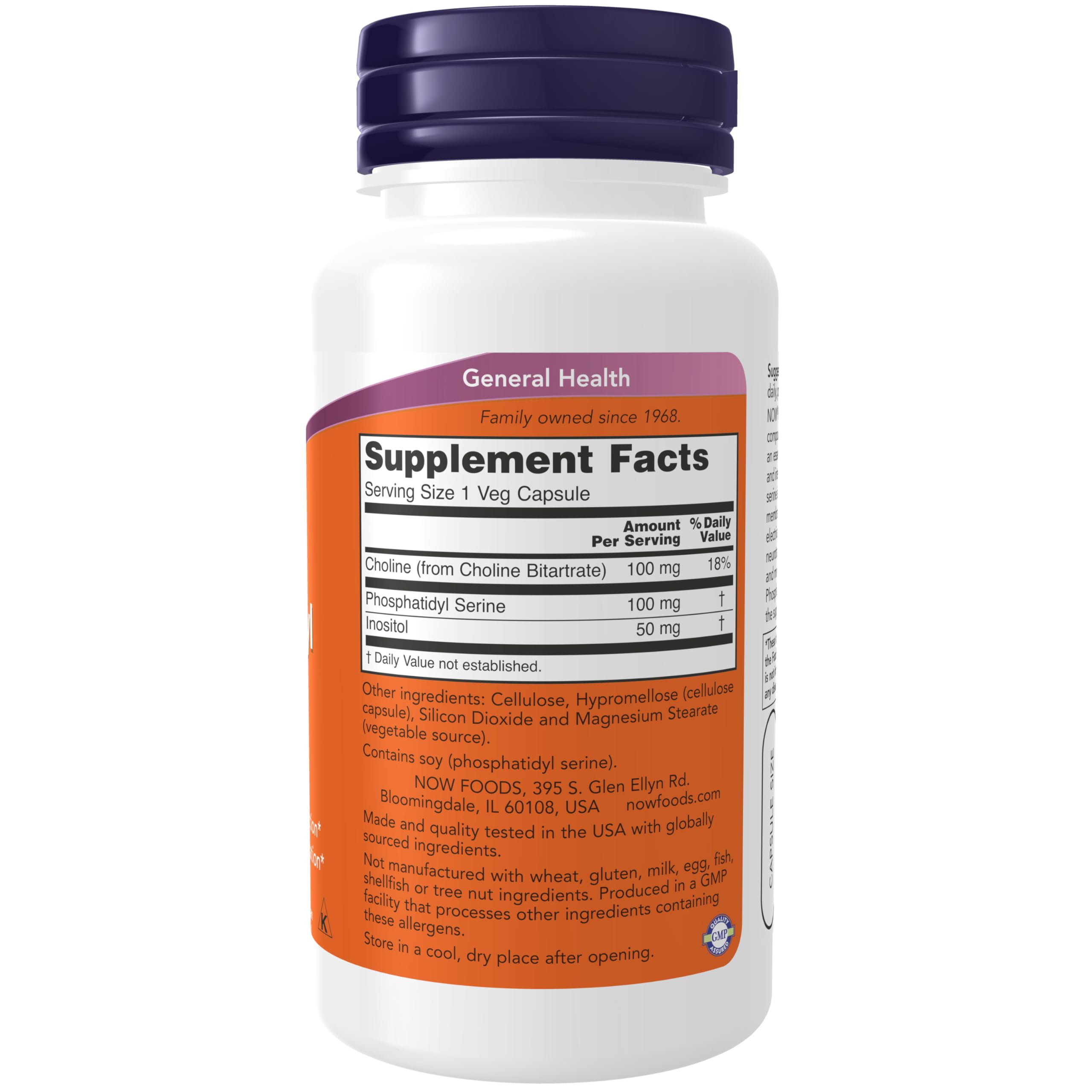 NOW Foods etiqueta nutricional y lista de ingredientes visible para transparencia