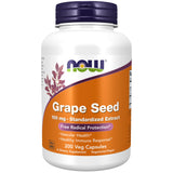 NOW Foods envase frontal del extracto de semilla de uva que facilita identificación y dosis