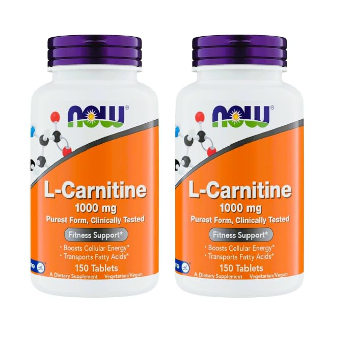 NOW Foods frasco frontal L-Carnitina mostrando presentación y beneficios