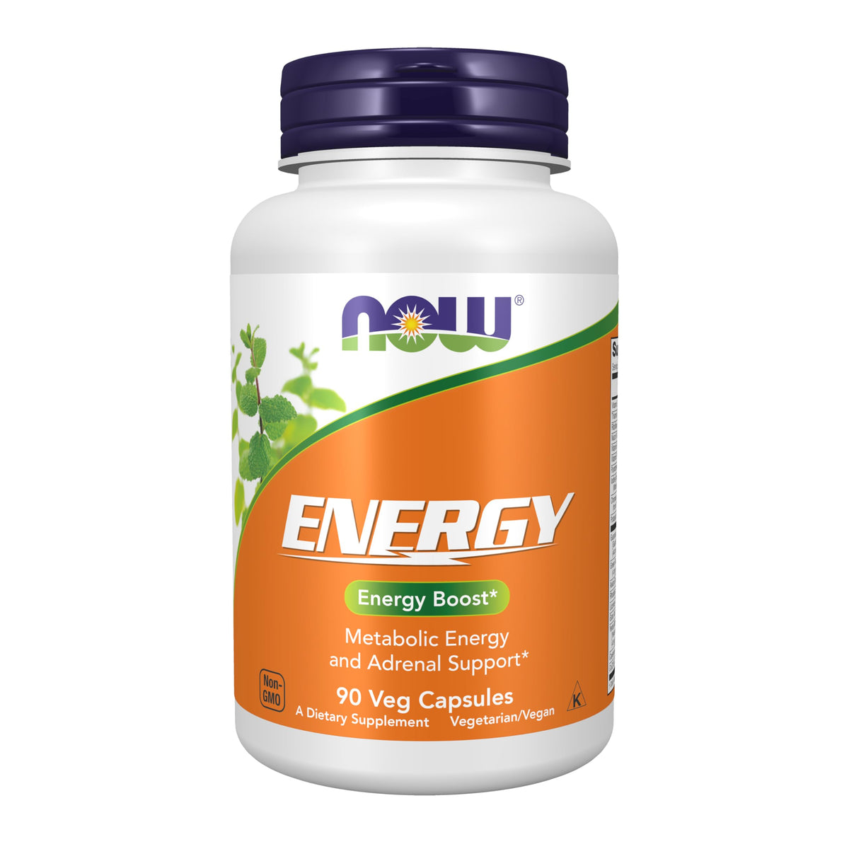 NOW Foods frasco frontal mostrando 90 cápsulas y etiqueta informativa