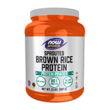 NOW Foods envase frontal de proteína de arroz germinado con confianza de pureza