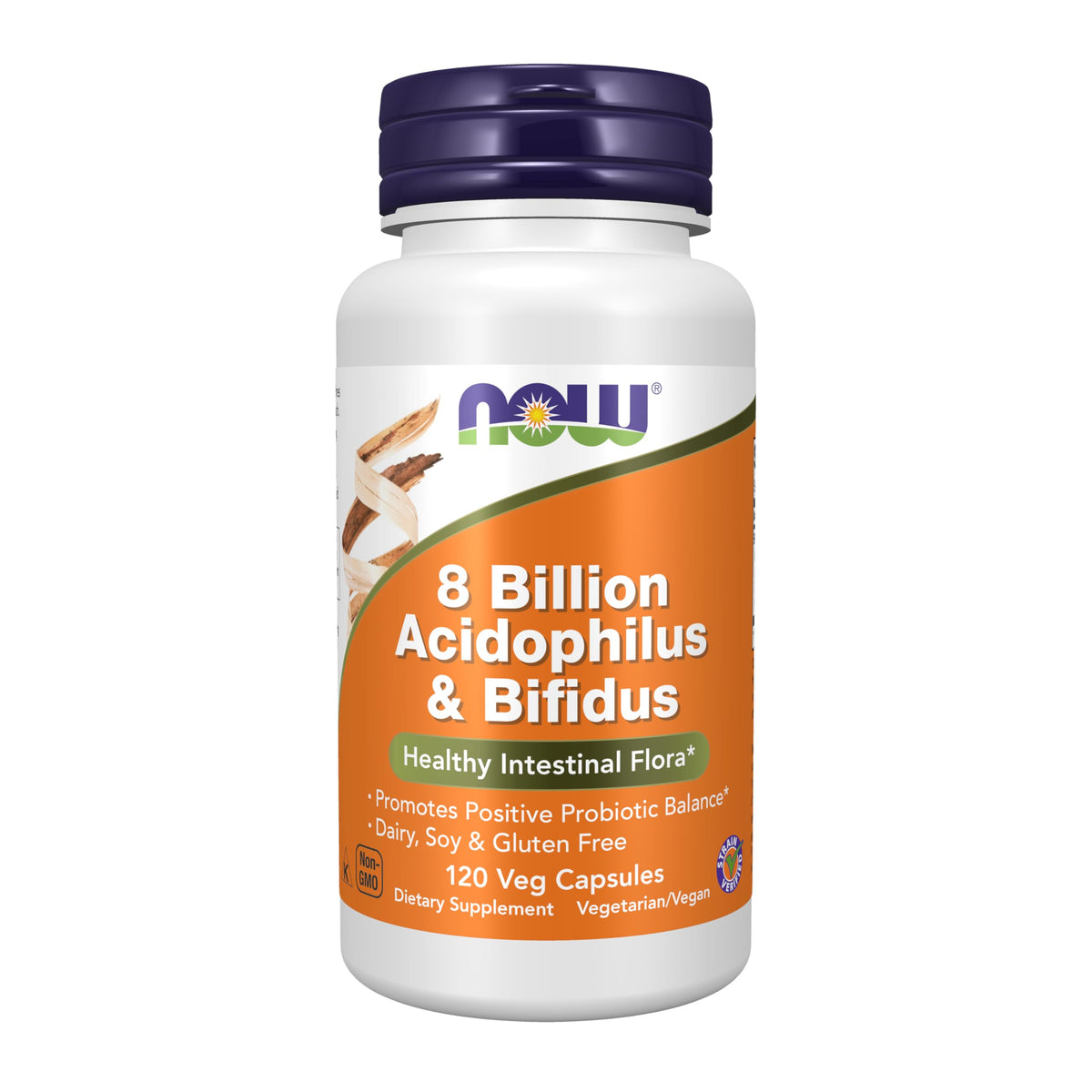 NOW Foods frente del envase mostrando información y beneficio de 8 mil millones UFC
