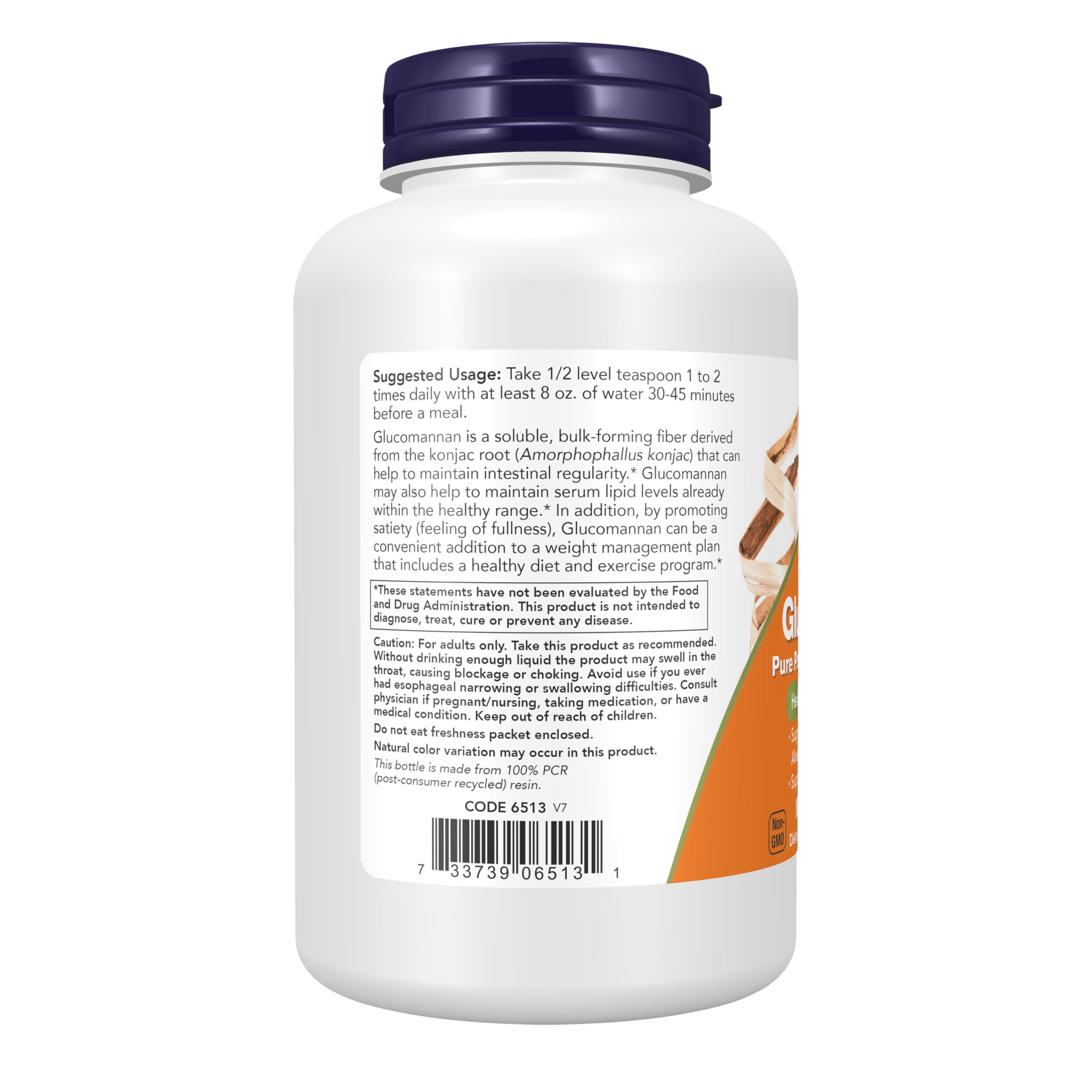 Vaso con glucomanano NOW Foods disolviéndose para preparar bebida saciante