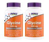 NOW Foods botella frontal mostrando glicina 1000 mg y beneficios