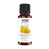 NOW Foods frasco frontal de Helichrysum mostrando etiqueta y tapa segura