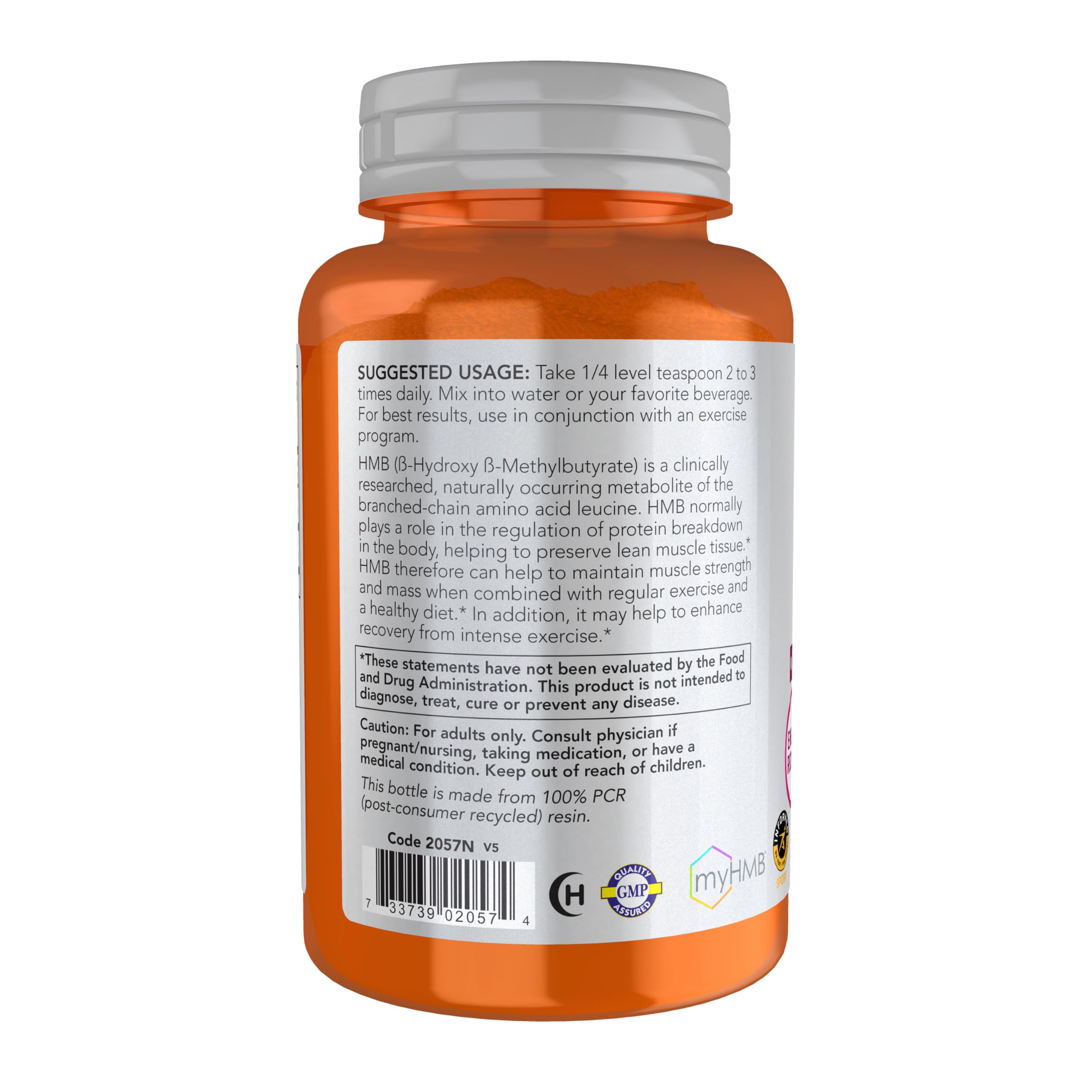Cucharita con HMB de NOW Foods para dosificar, control de porciones práctico