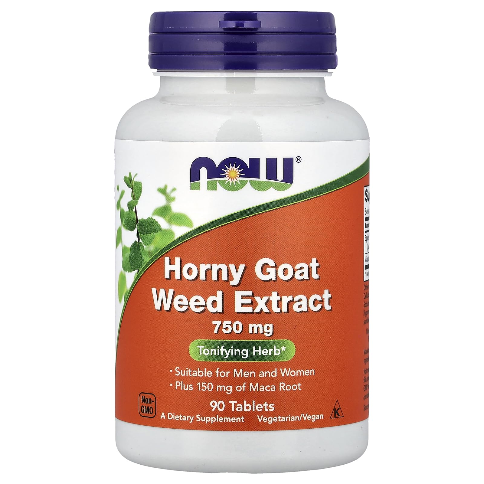 NOW Foods frasco frontal mostrando 90 tabletas y etiqueta, beneficio de calidad GMP