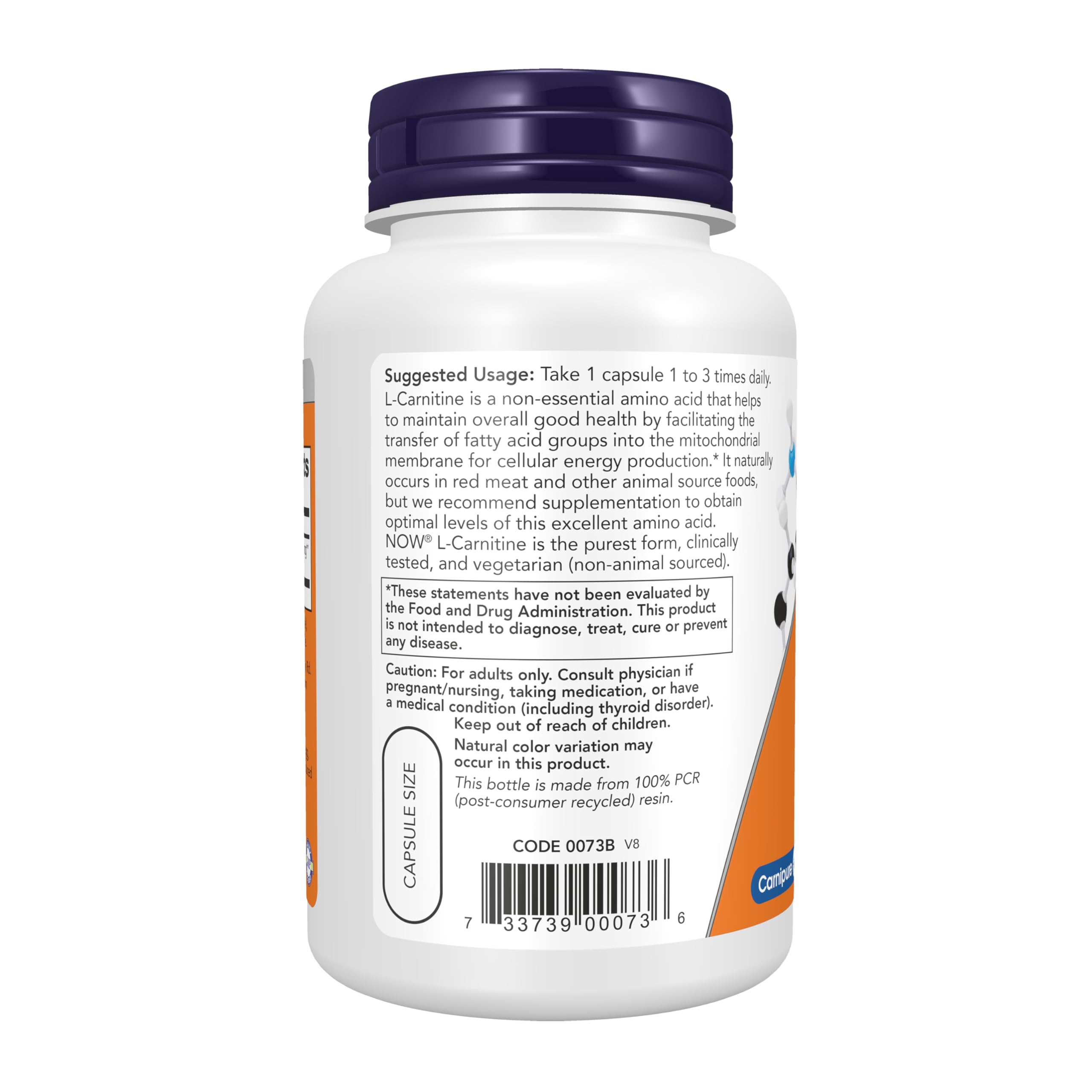 NOW Foods botella abierta con cápsulas en primer plano, facilidad de uso