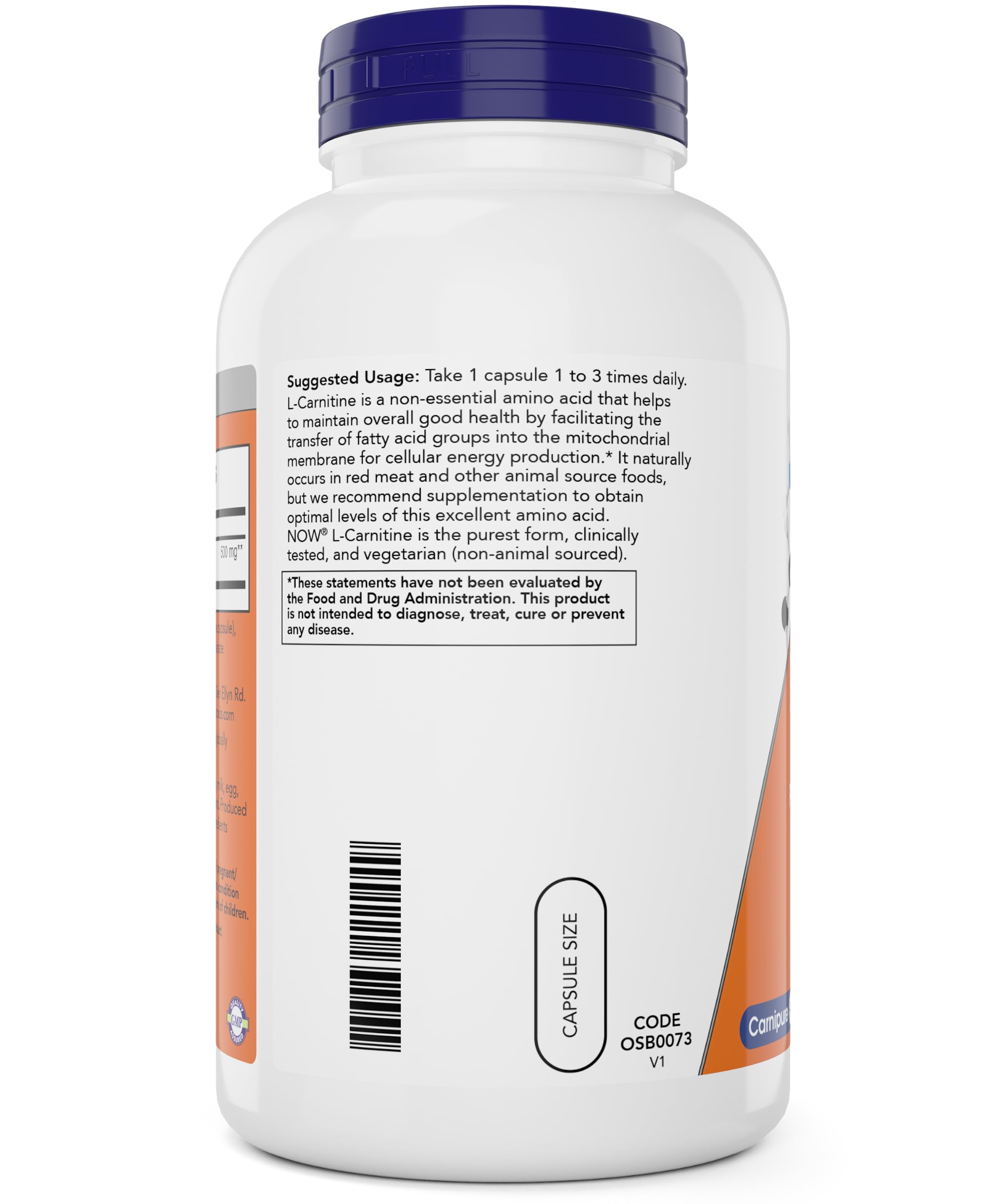 NOW Foods envase abierto con cápsulas visibles para suministro prolongado