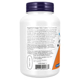 Botella abierta de NOW Foods L-Carnitine con tabletas visibles, apoya dosificación precisa