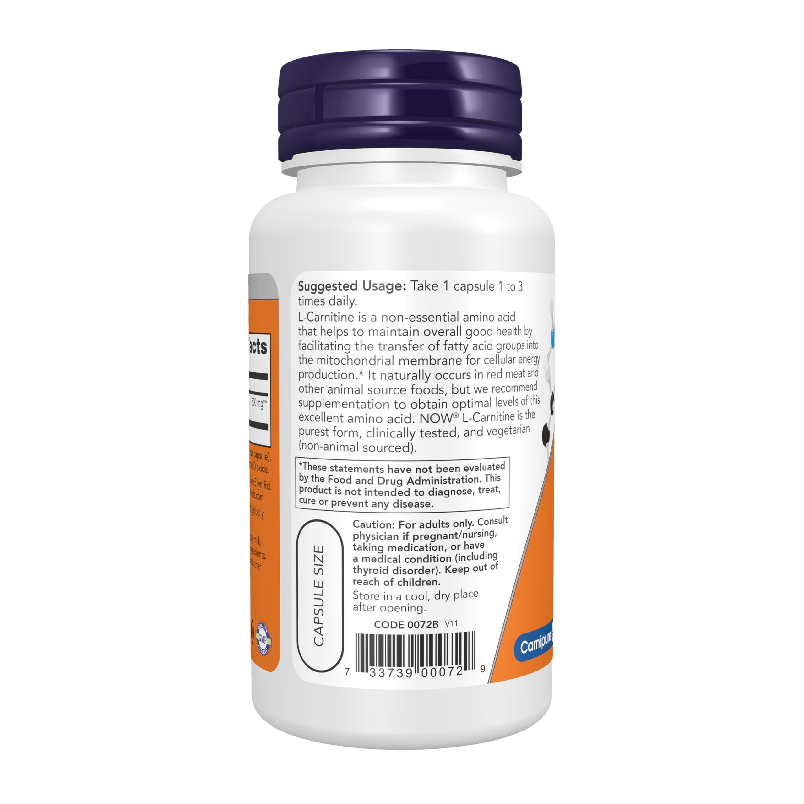 NOW Foods cápsula en mano para escala y facilidad de ingesta, apoyo fitness