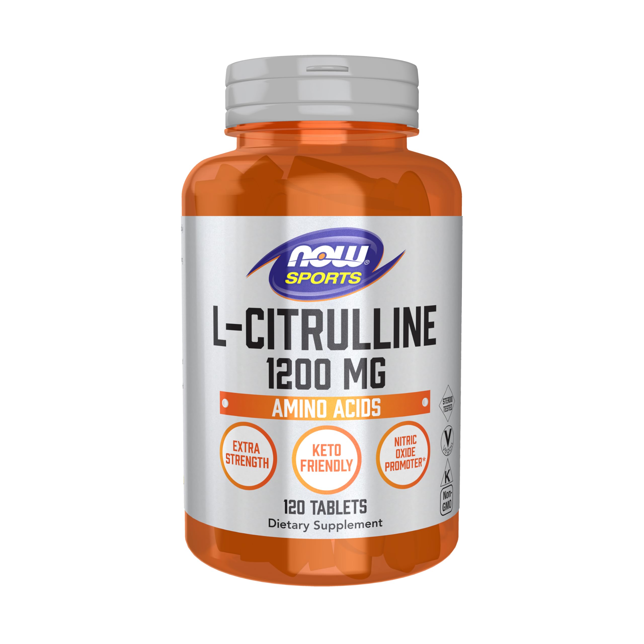 NOW Foods envase frontal mostrando L-Citrulline 1.200 mg y beneficio de dosis concentrada
