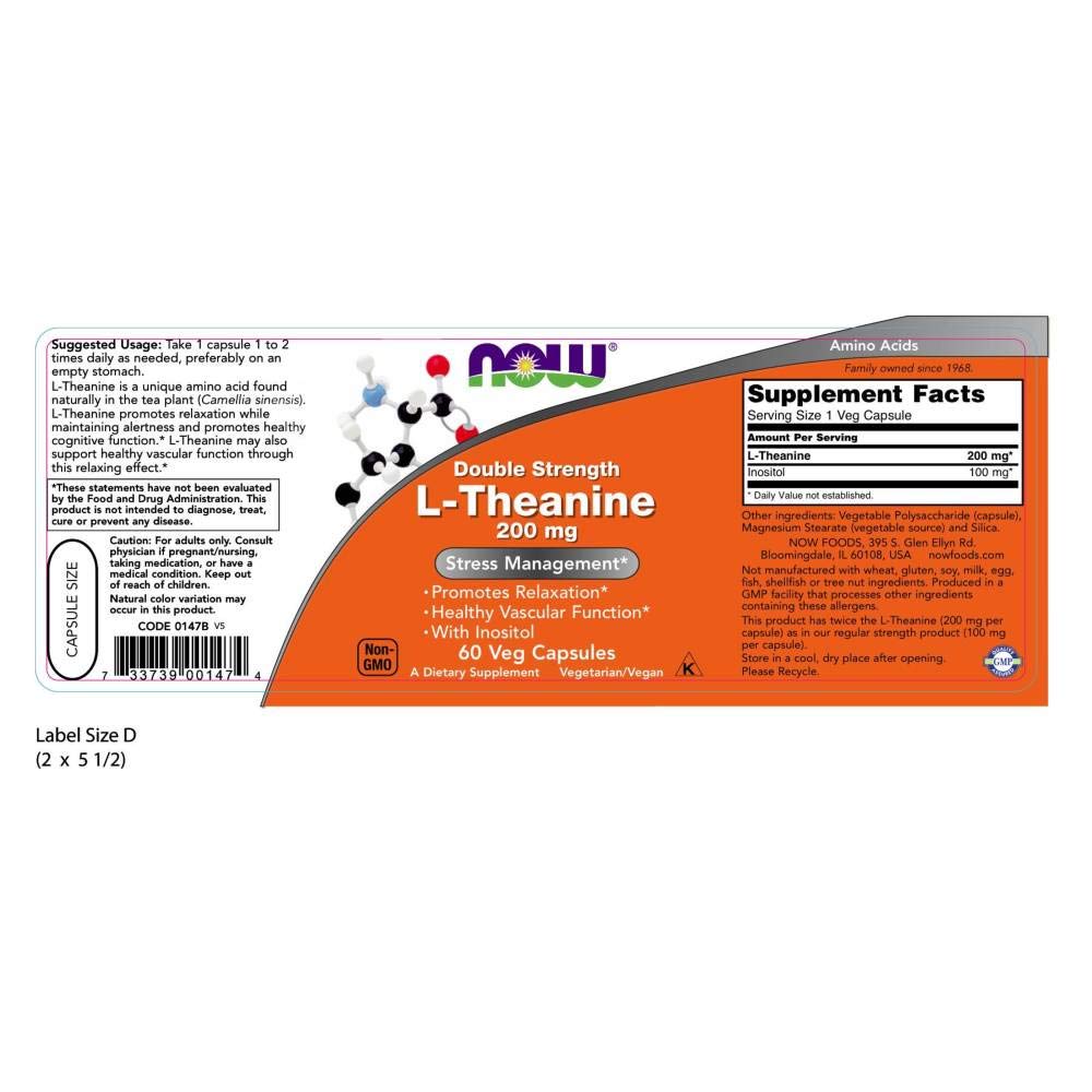 NOW Foods cápsula abierta y polvo resaltando pureza y dosificación de 200 mg