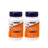 NOW Foods frasco frontal mostrando 60 cápsulas vegetales y beneficios de relajación