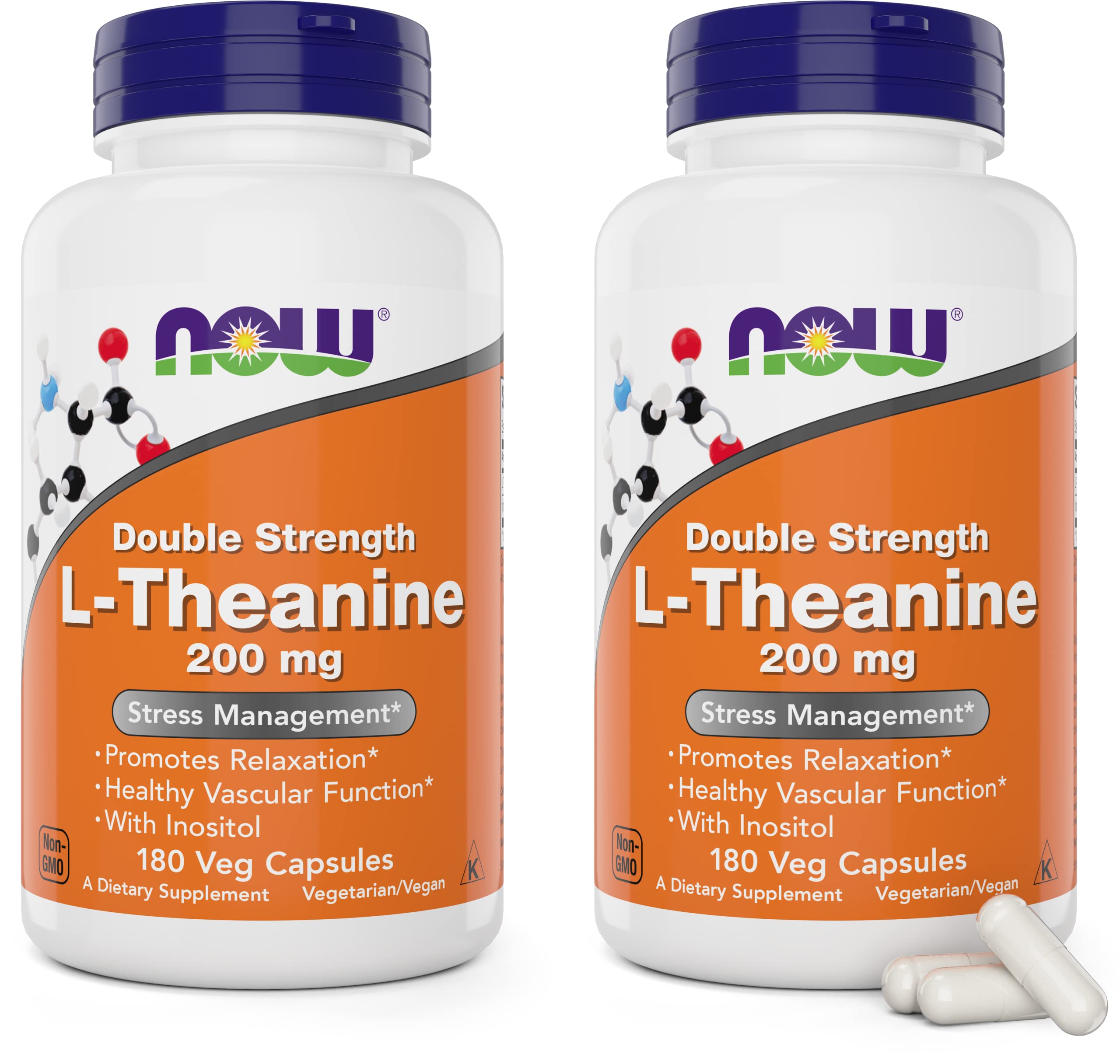 NOW Foods frasco frontal mostrando 180 cápsulas y etiqueta clara, confianza de marca