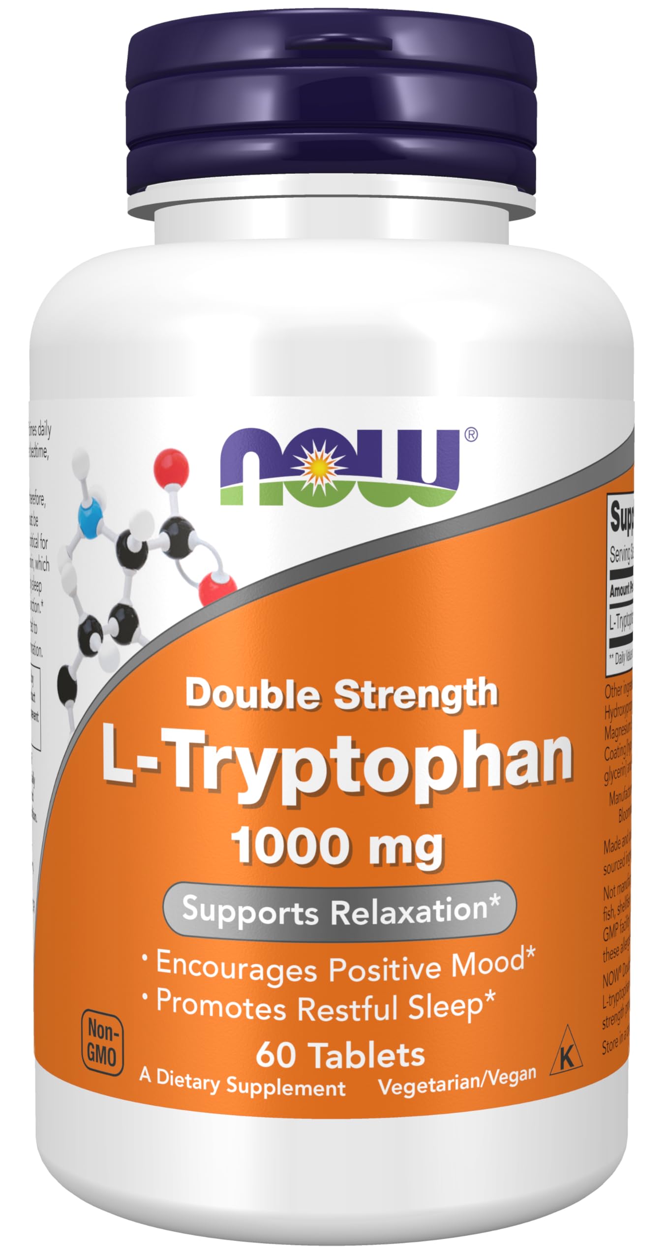 NOW Foods envase frontal mostrando 60 comprimidos y beneficio bienestar