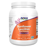 NOW Foods empaque frontal de lecitina de girasol mostrando el producto y beneficios