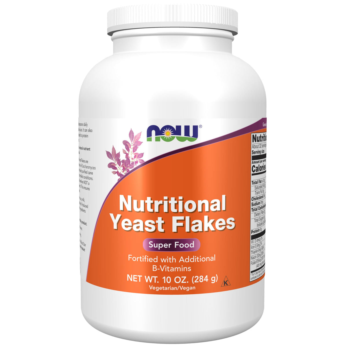 NOW Foods envase frontal mostrando copos y beneficios veganos