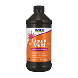 NOW Foods frasco frontal del Liquid Multi mostrando etiqueta y sabor baya silvestre