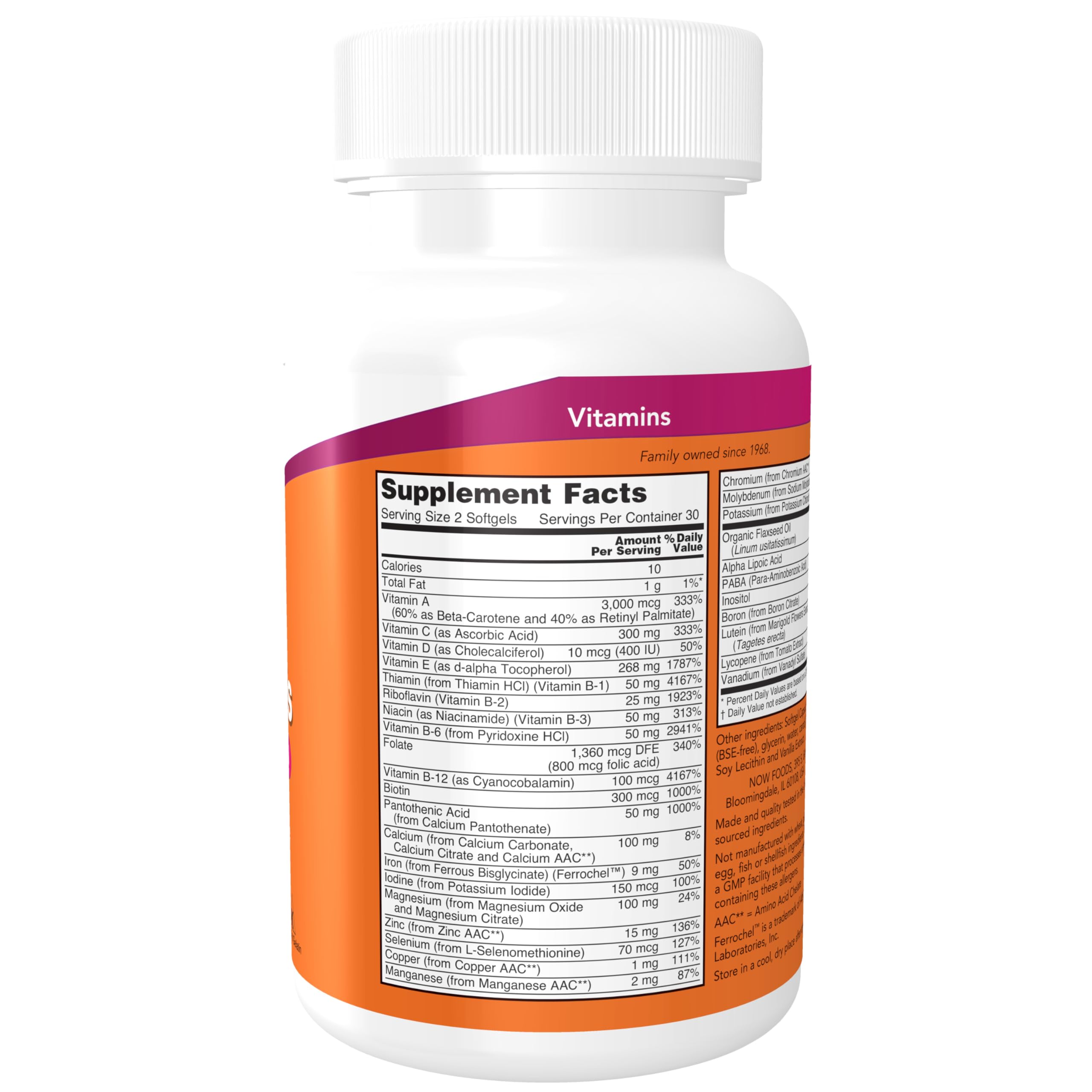 NOW Foods cápsula blanda en primer plano que destaca absorción rápida