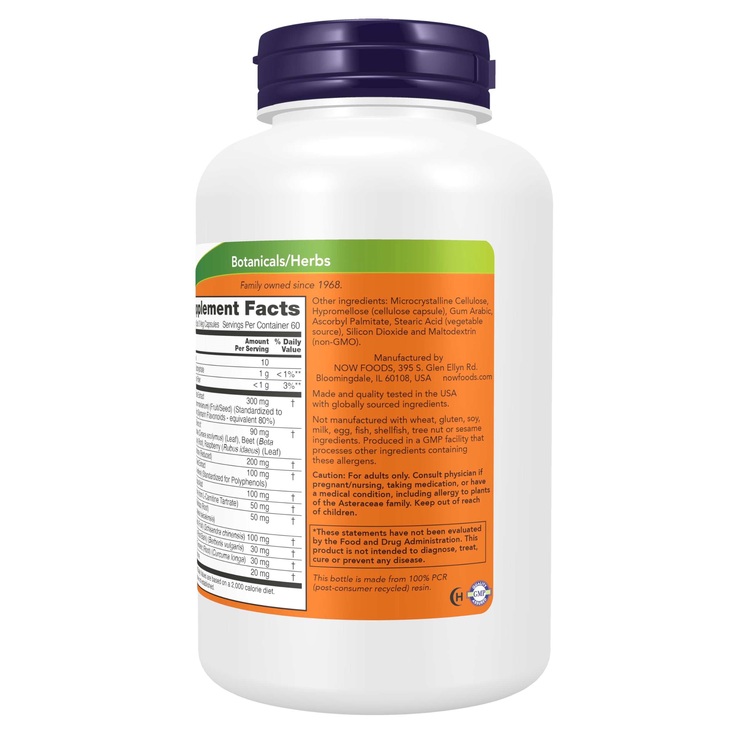 NOW Foods botella abierta con cápsulas listas para uso diario conveniente