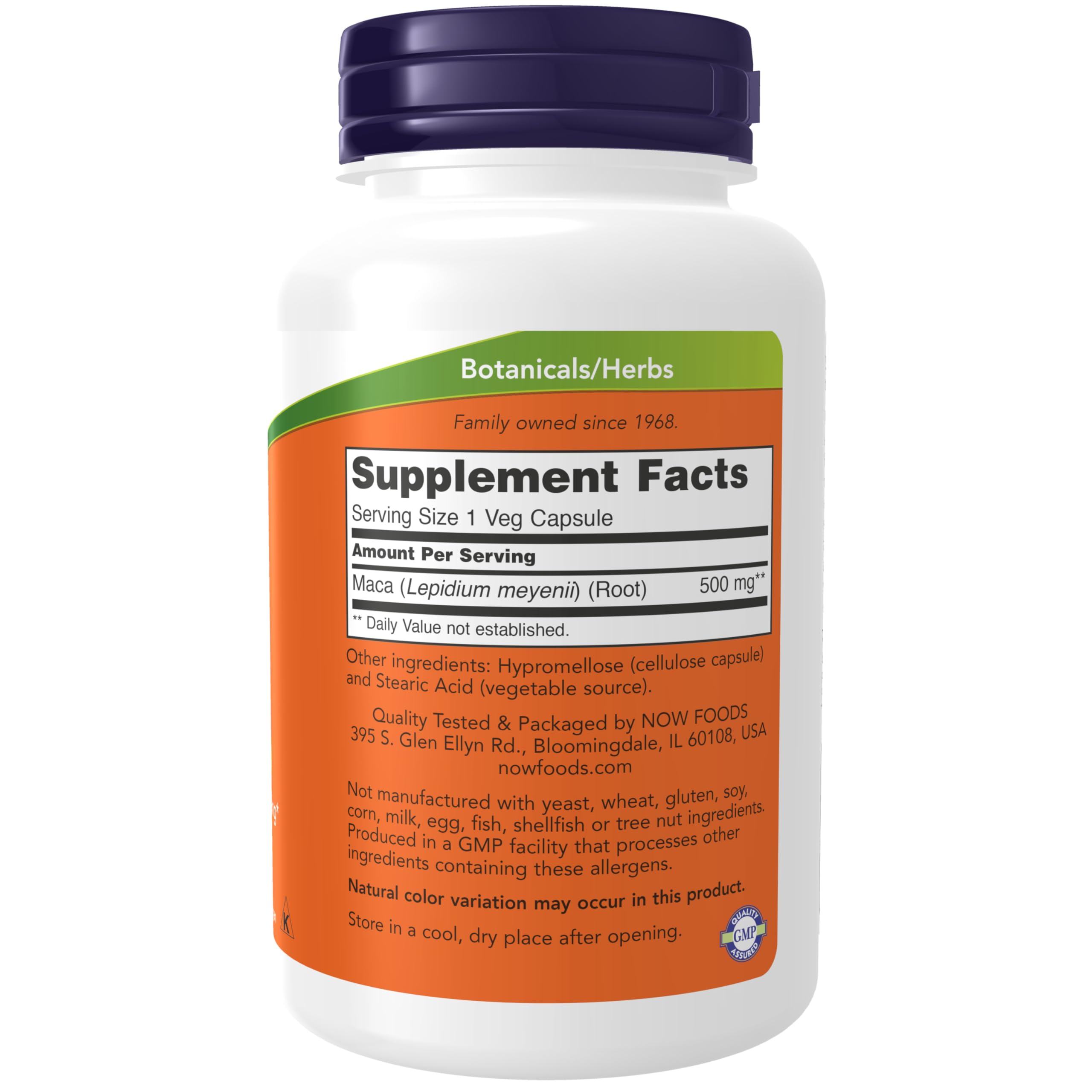 NOW Foods primer plano de cápsula y textura de polvo de raíz, beneficio de calidad natural