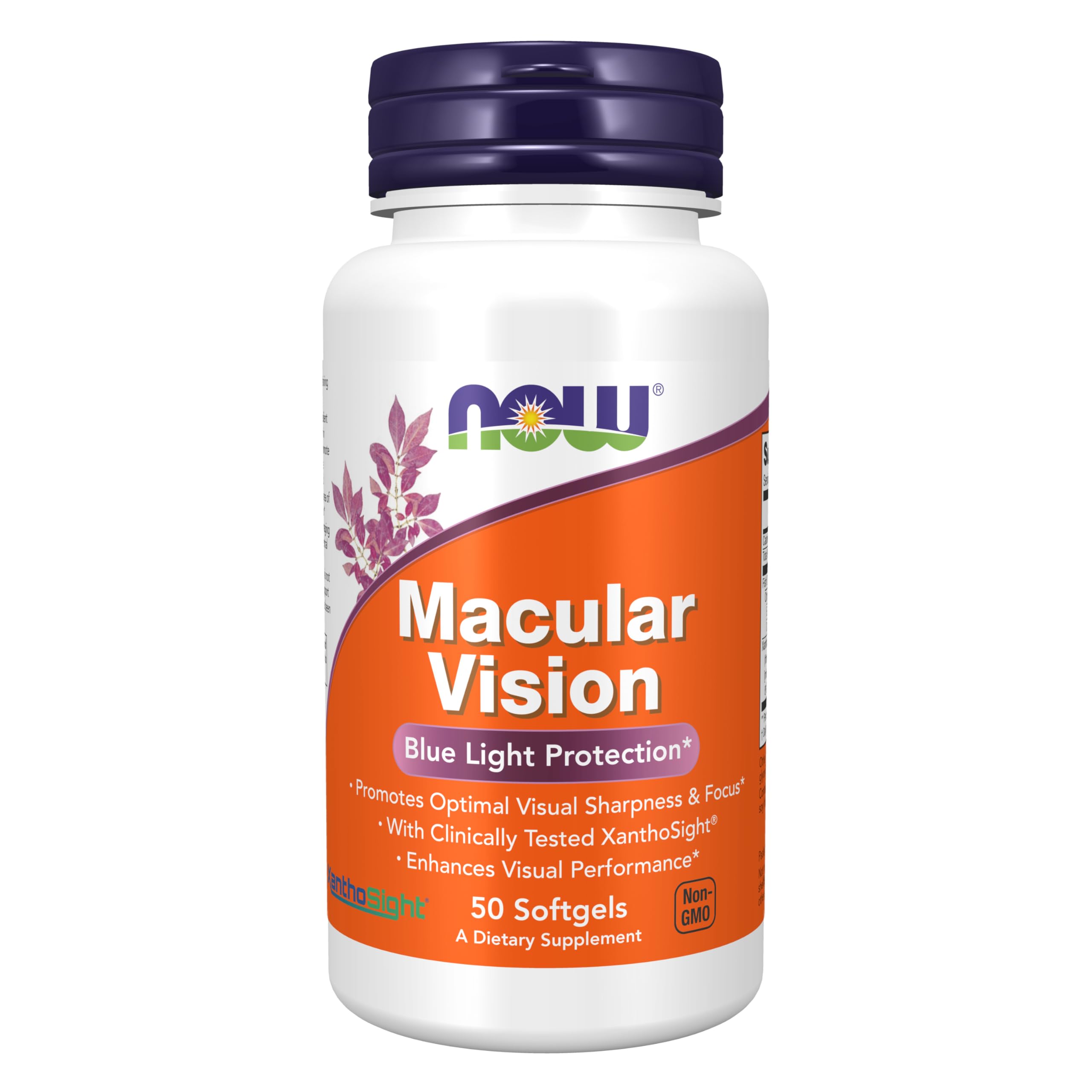 NOW Foods frasco frontal de Macular Vision mostrando presentación y cantidad
