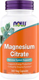 NOW Foods frasco frontal mostrando magnesio citrato y beneficios