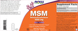 Detalle de cápsula NOW Foods MSM para apreciar textura y facilidad de ingestión