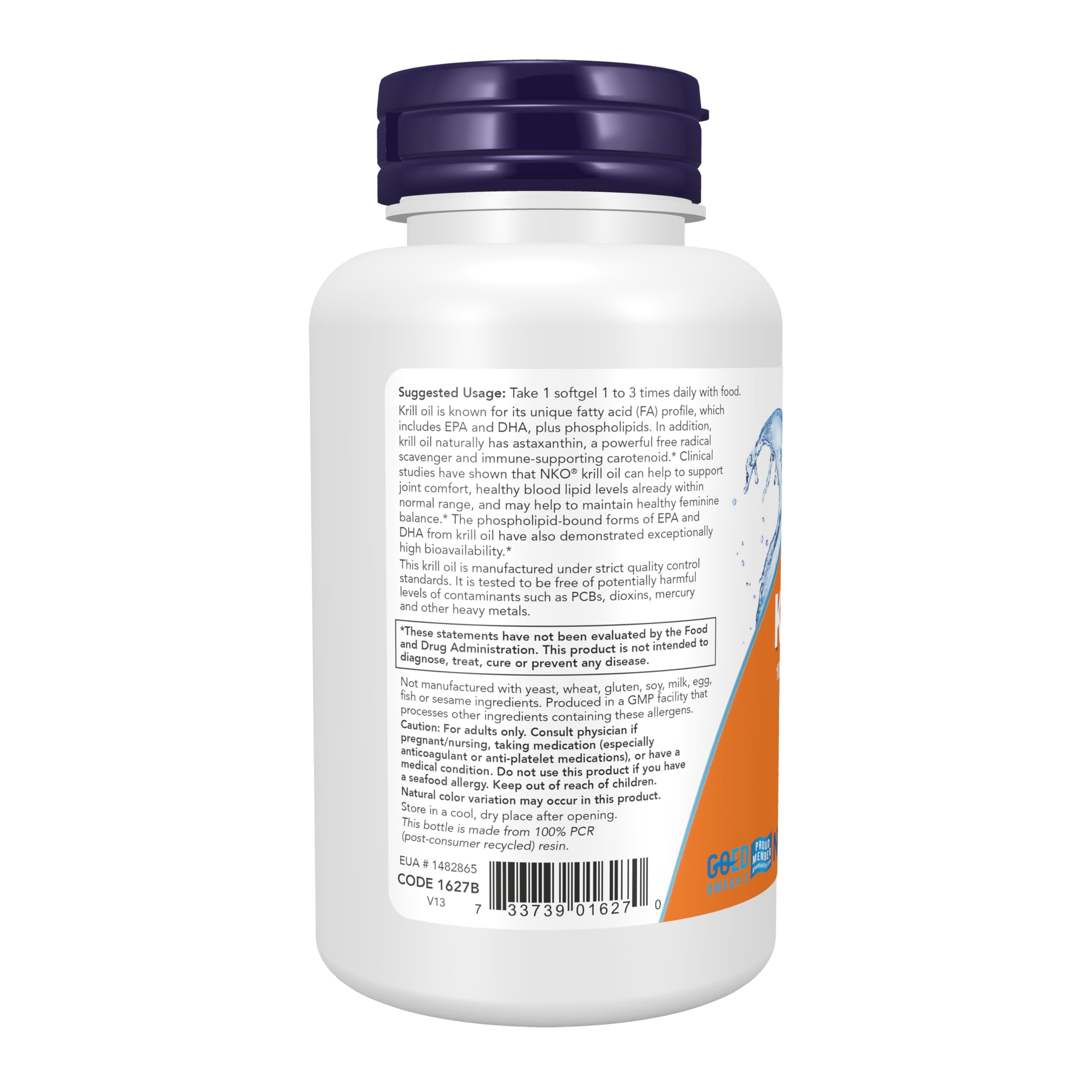 NOW Foods aceite de krill vertido, textura límpida y concentrada