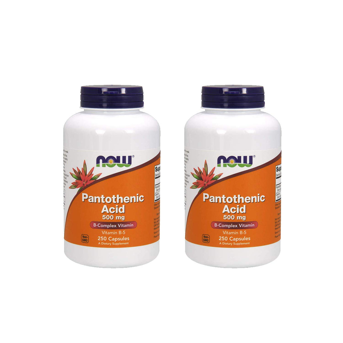 NOW Foods frasco frontal del pack de 2 cápsulas B5 para suministro prolongado