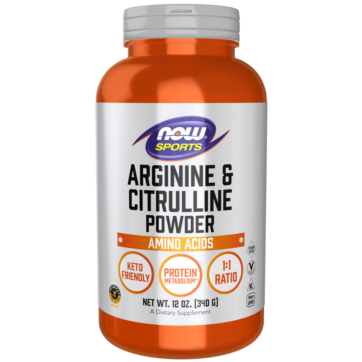 NOW Foods envase frontal mostrando nombre y tamaño, confianza en calidad