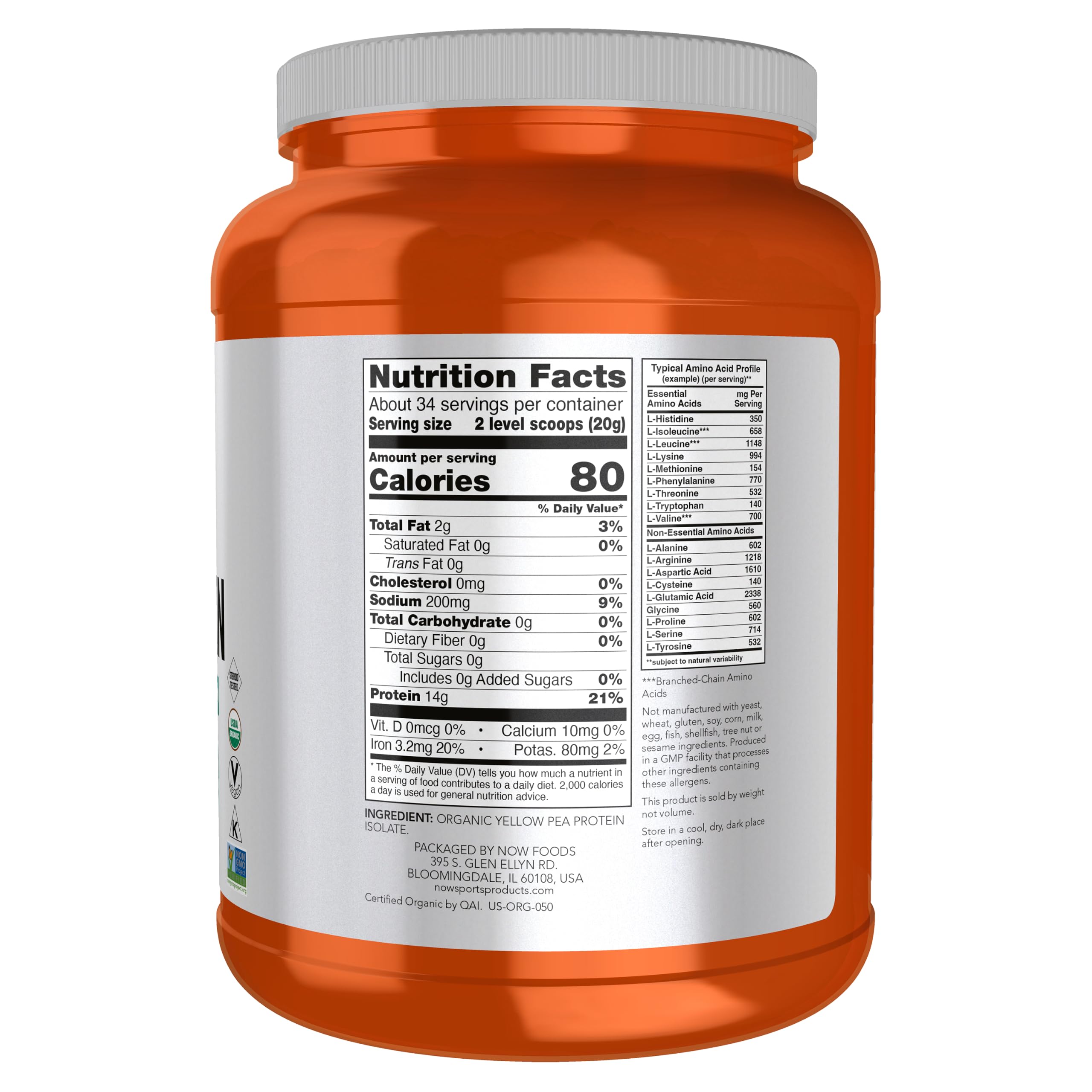 NOW Foods polvo fino de guisante que muestra solubilidad y fácil mezcla