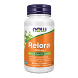 NOW Foods Relora vista frontal del envase mostrando 60 cápsulas y beneficios