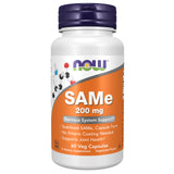 NOW Foods envase frontal de SAMe 200 mg que muestra formato y cantidad, confianza de marca