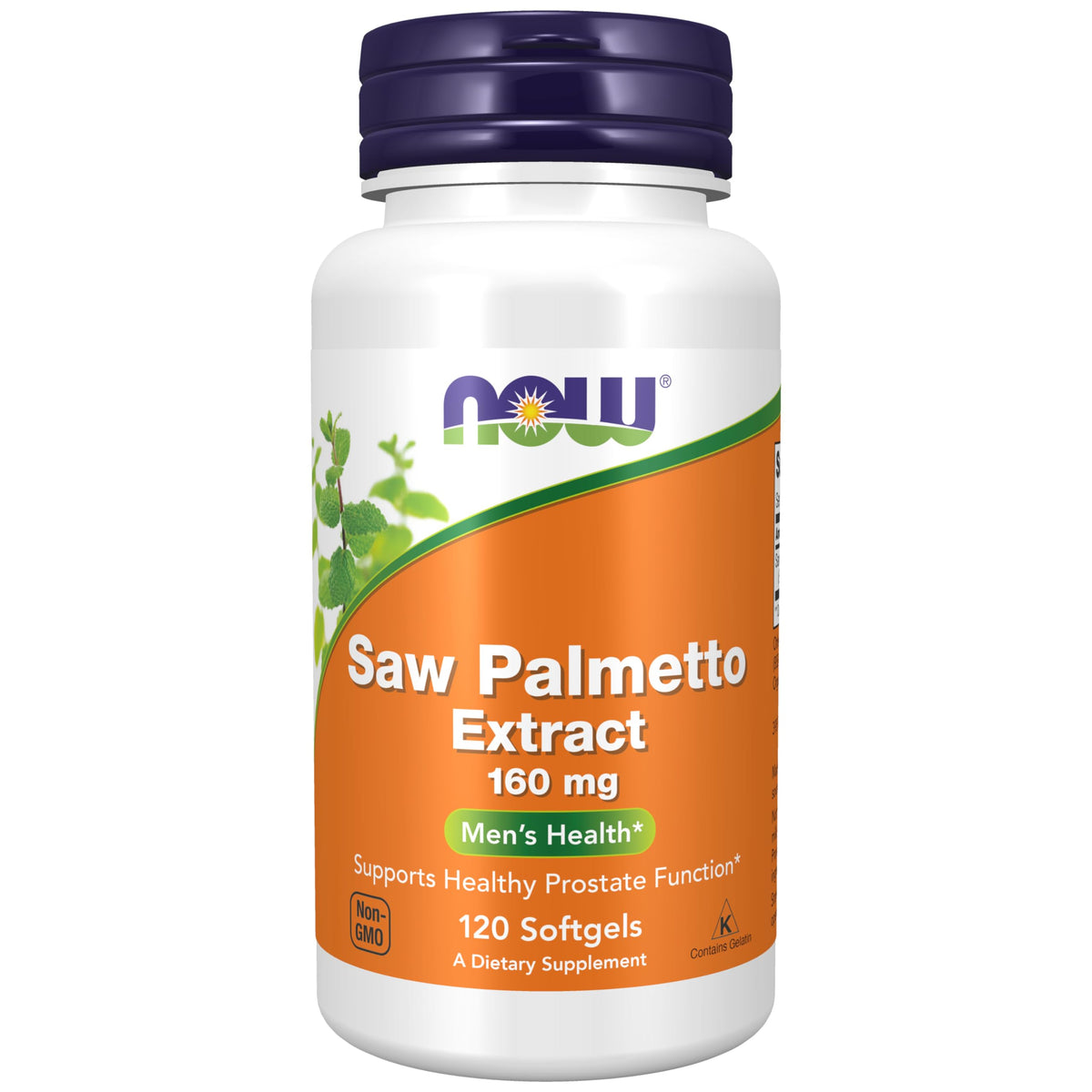 NOW Foods frasco frontal mostrando 120 softgels y etiqueta clara para confianza