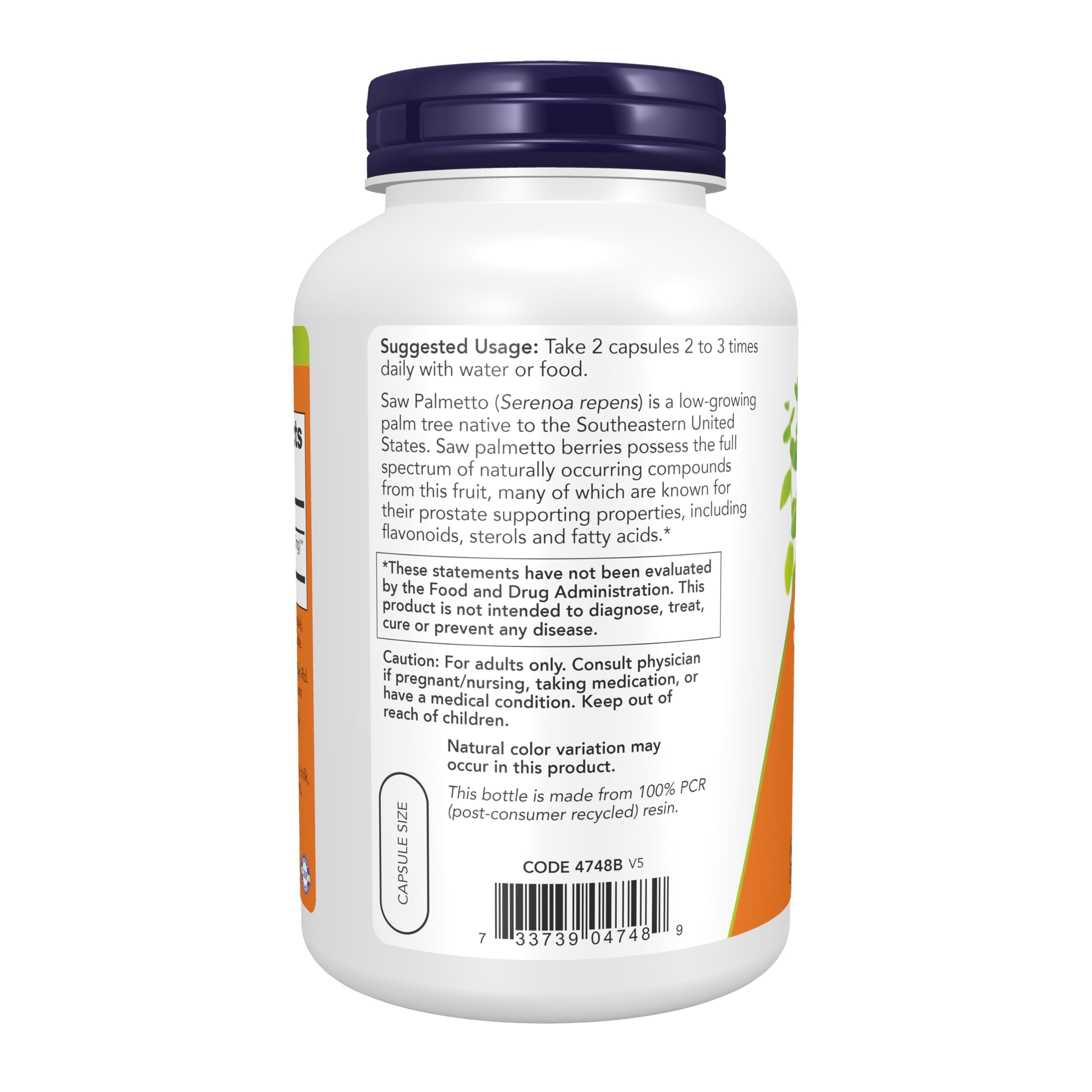 Comparación de tamaño de cápsula NOW Foods junto a una moneda para referencia de escala
