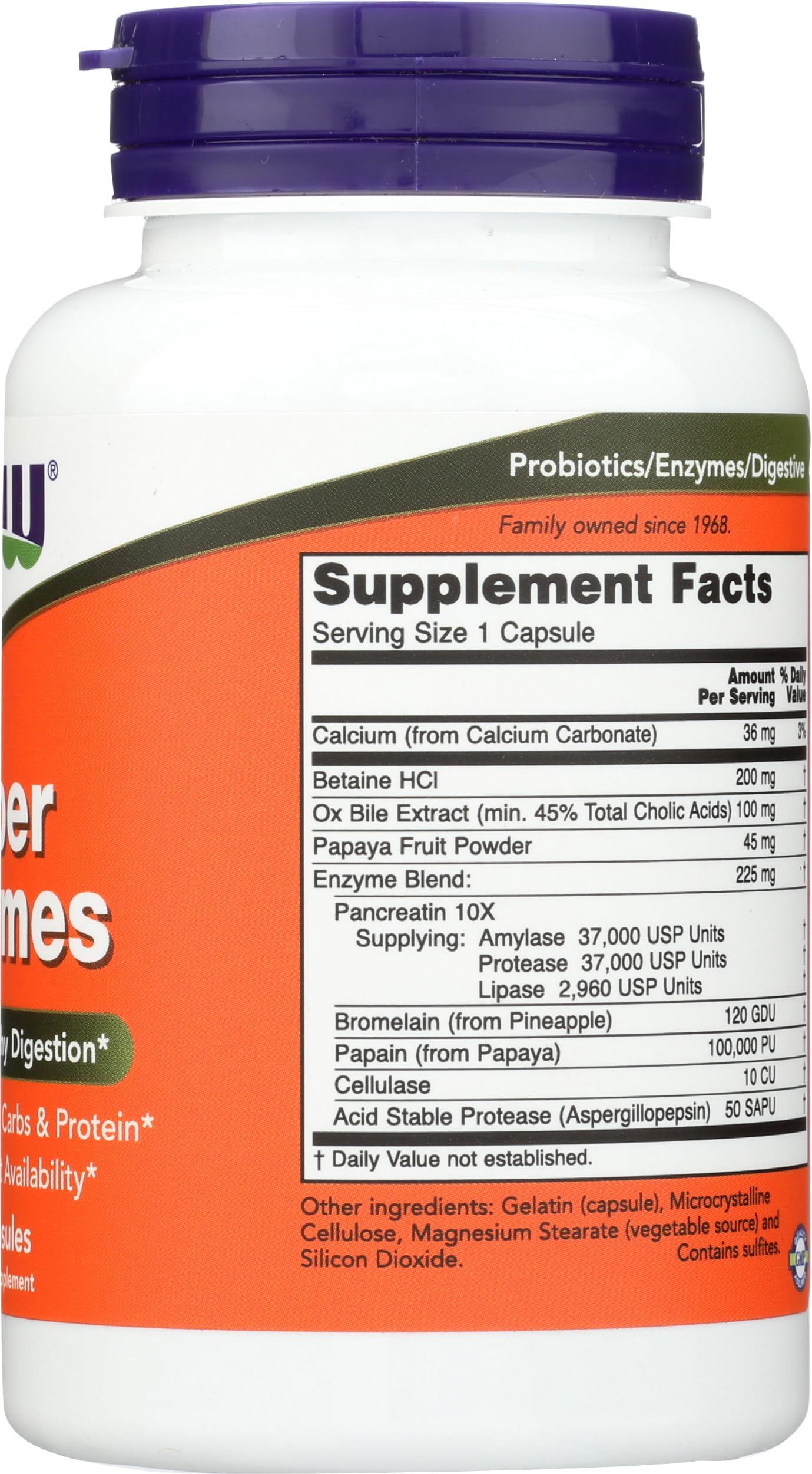 Now Foods etiqueta de ingredientes destacando información nutricional