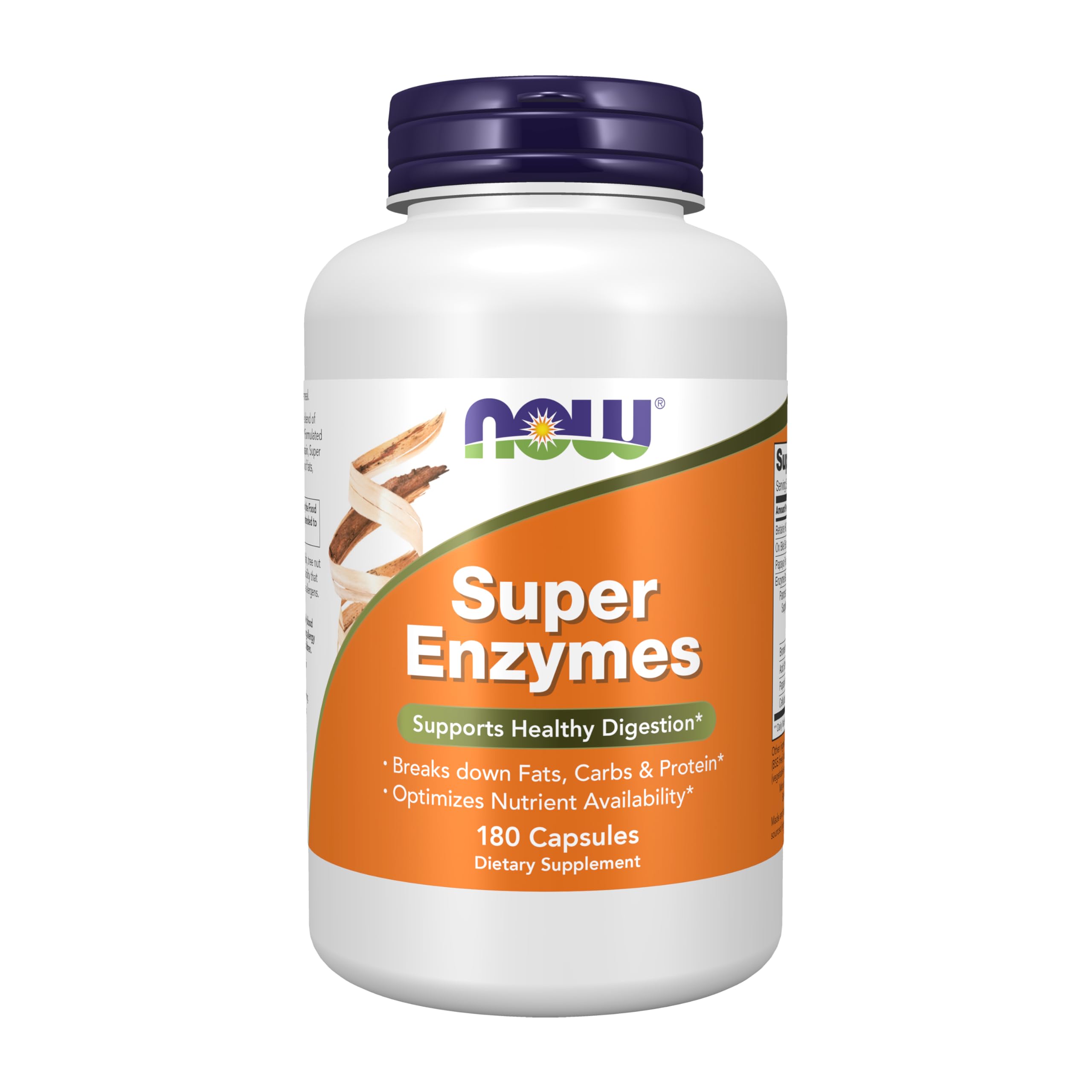 NOW Foods frasco frontal mostrando etiqueta y cantidad, conveniencia para almacenamiento