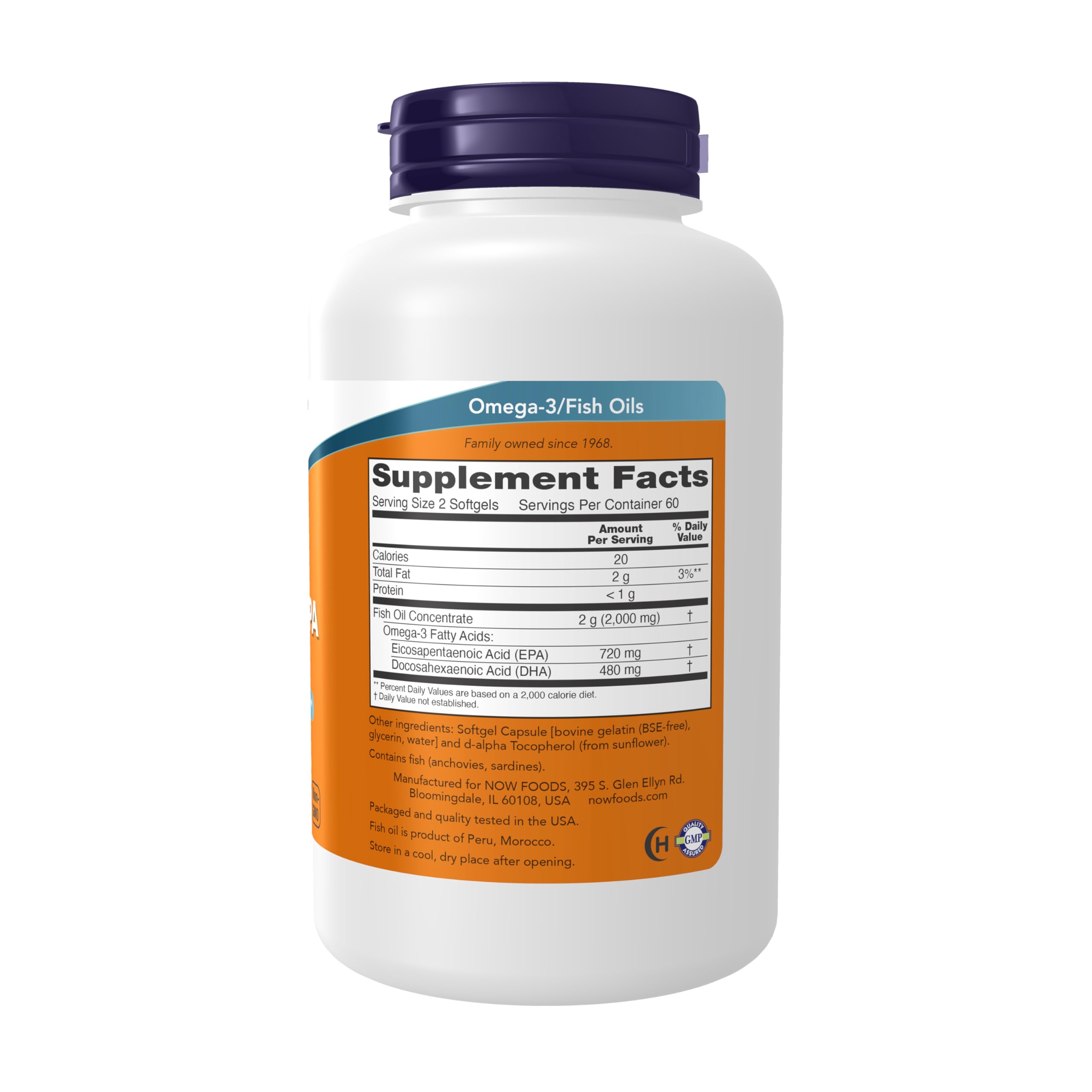 NOW Foods frasco abierto con softgels visibles, facilita la dosificación diaria y la toma con las comidas